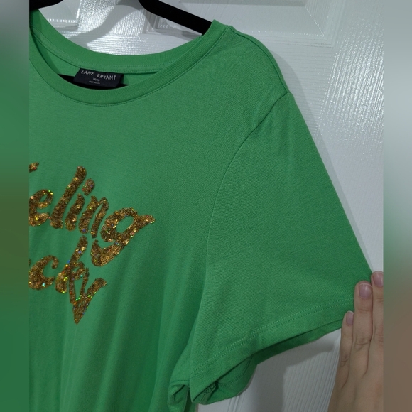 Lane Bryant Bright Green Feeling Lucky Graphic Tee in Size 18/20 (2X) - Picture 7 of 9